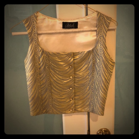 adeliade Tops - Adelaide silver and yellow rhinestone button vest